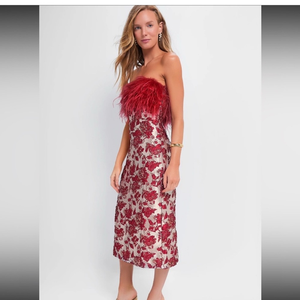 Tuckernuck Red and Cream Midi Dress